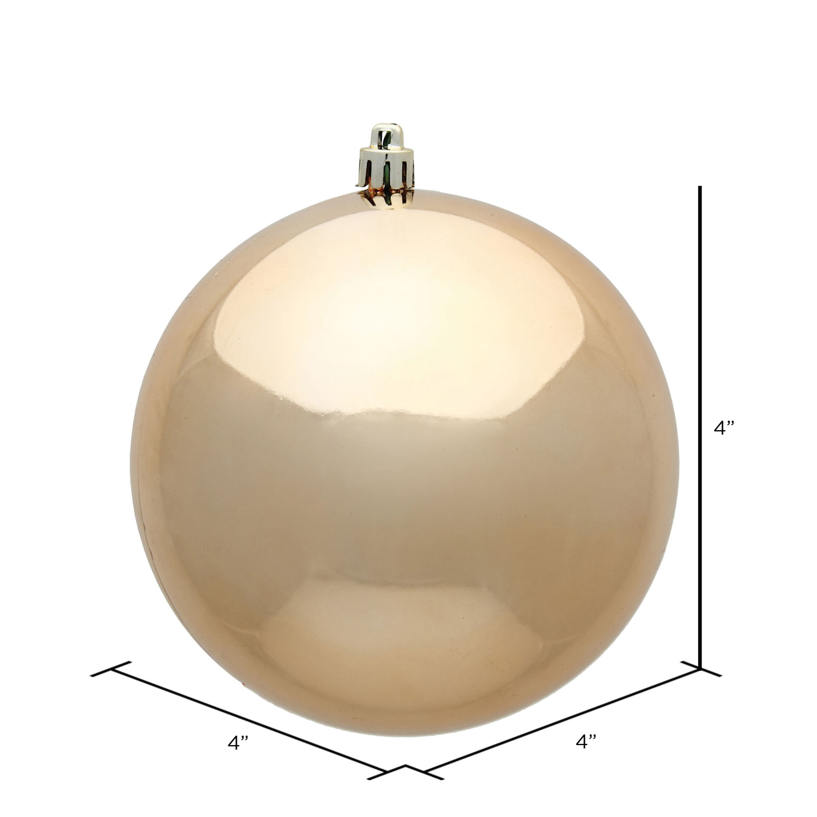 Holiday Décor Ball Ornament, Cafe Latte Shiny, 4" H x 4" W x 4" D