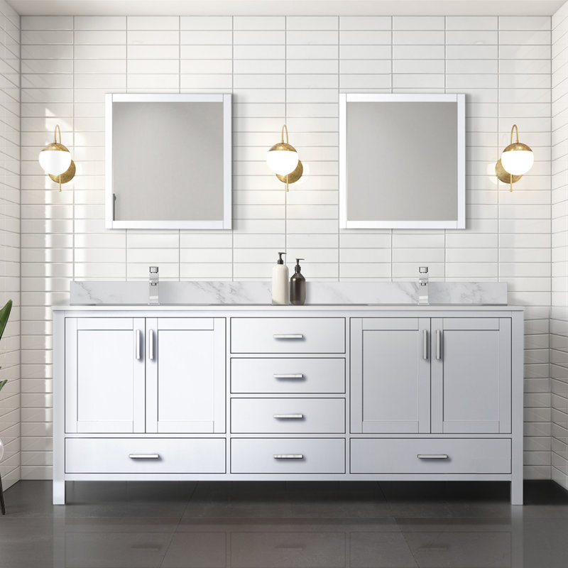 Jacques 80 in W x 22 in D Double Bath Vanity and 30 in Mirrors, White