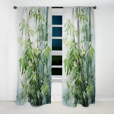 Bamboo Romantic Impression I - Rideau en bambou - Rideau occultant à motif floral - 1 panneau