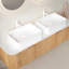 60" Bathroom Vanity with Sinks, Wall-Mounted Curved Edges Striped Bathroom Storage Cabinet with 2 Drawers, 2 White Rectangular Ceramic Basins, No Faucet, Pre-assembled-783563578