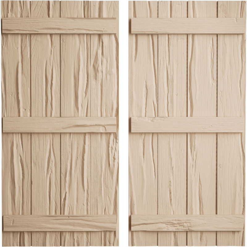 Volets Rustic, Texture Riverwood / brun clair apprêté, 22", H 86 po x l 22 po x P 1 po