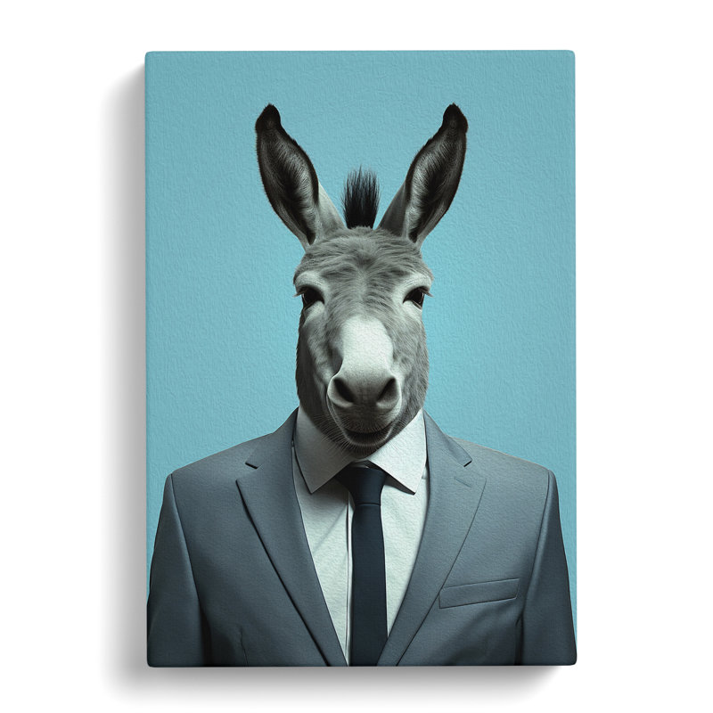 Donkey Minimalism Art No.2 - Wrapped Canvas, 60cm H x 40cm W x 3cm D