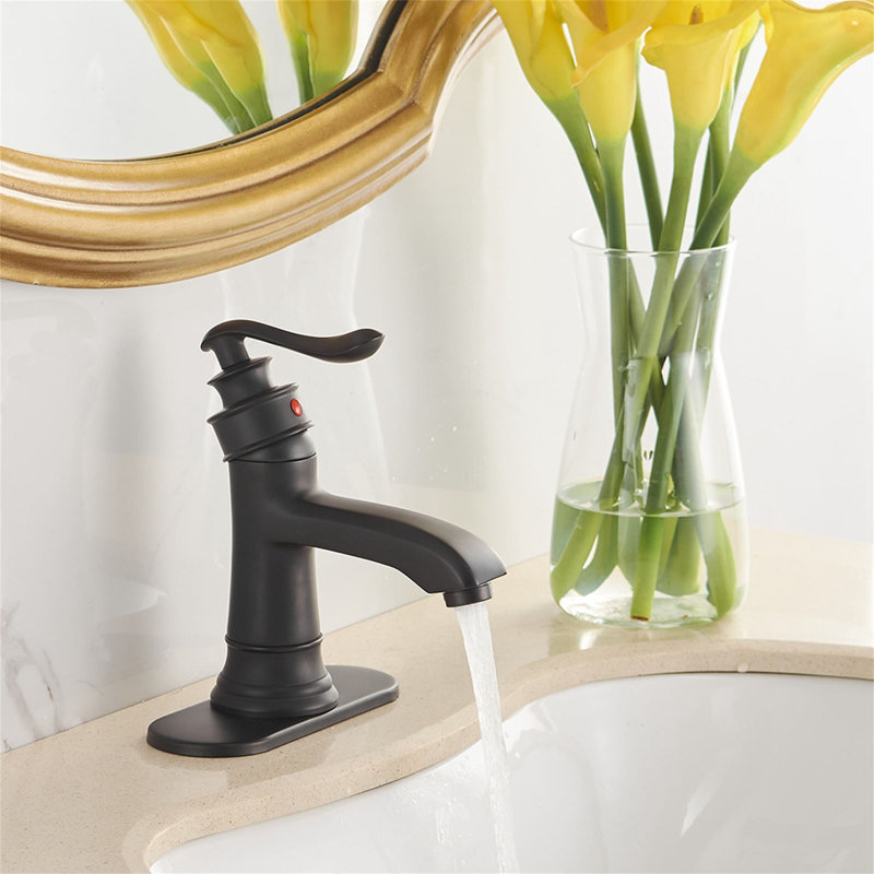 Single-handle Bathroom Faucet with Drain Assembly, Matte Black