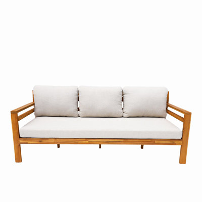 Oketa Acacia Wood Patio Sofa With Cushions