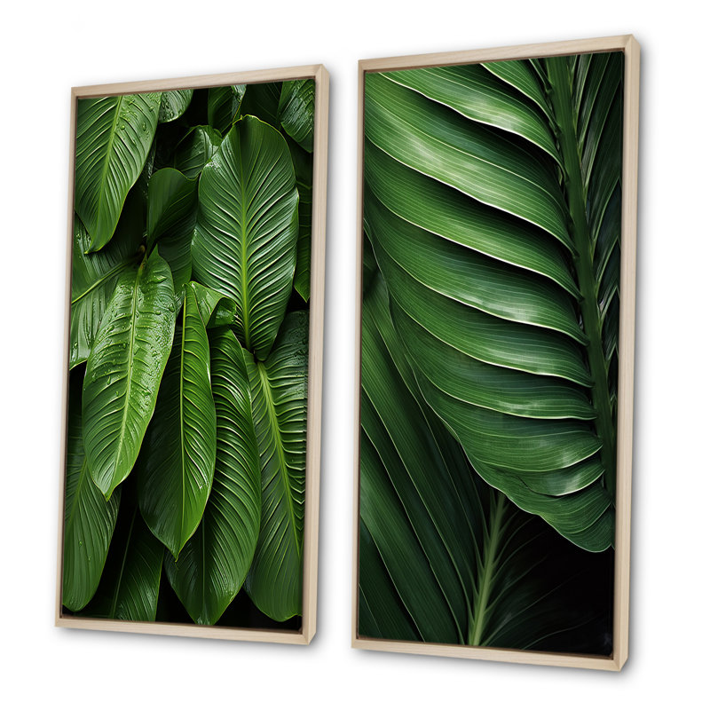 Ensemble de 2 impressions sur toile Emerald, H 40 po x l 41 po, Encadrement brun