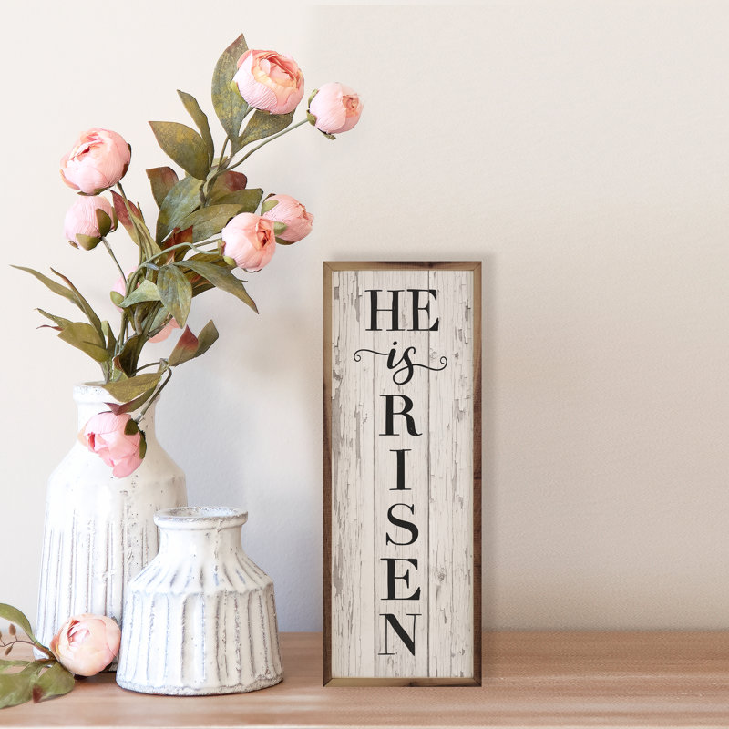He Is Risen Vertical Whitewash
