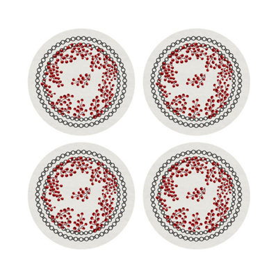 Christmas Berries Vegan Leather Round Pebble Placemat