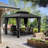 12 Ft. W x 10 Ft. D Double Roof Hardtop Aluminum Patio Gazebo with Netting and Curtains-69288486-69288485