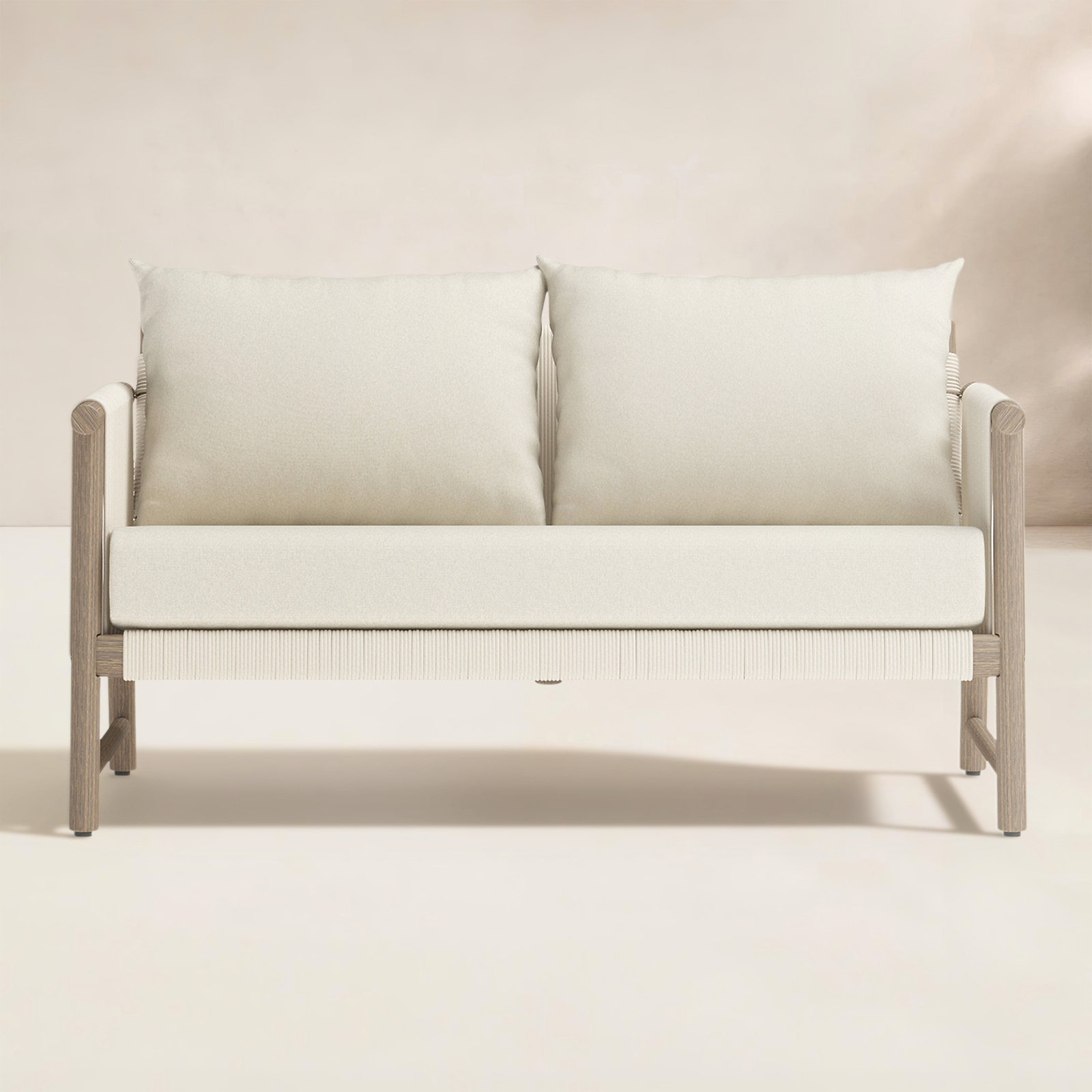 Naomie Acacia Love Seat With Rope Wicker