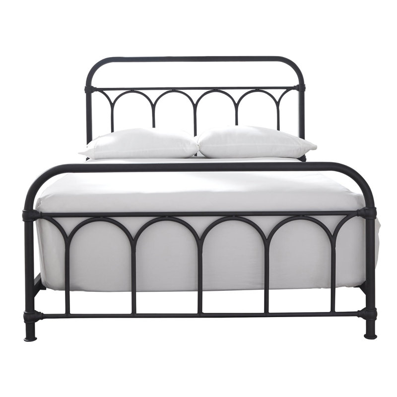 Nashburg Full Size Black Metal Frame Bed with Headboard