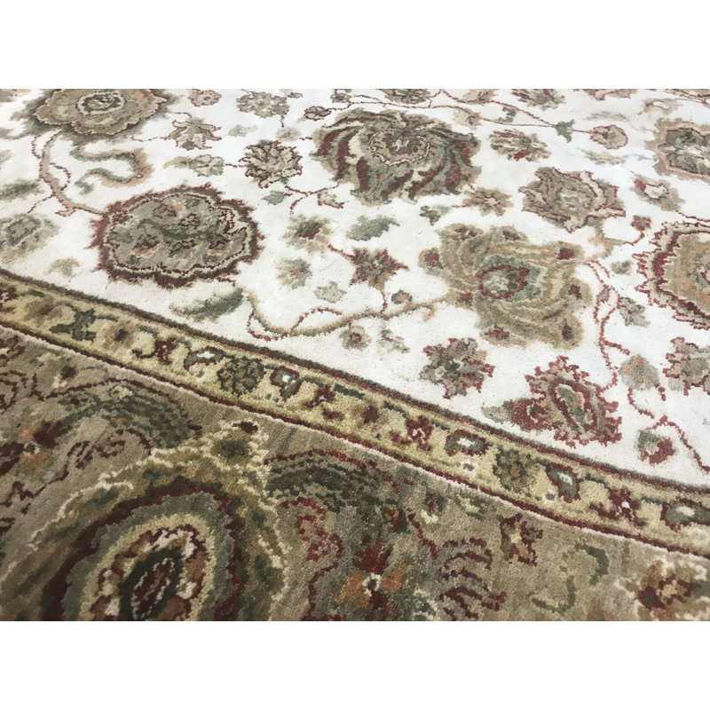 Tapis crème et brun noué à la main de haute qualité