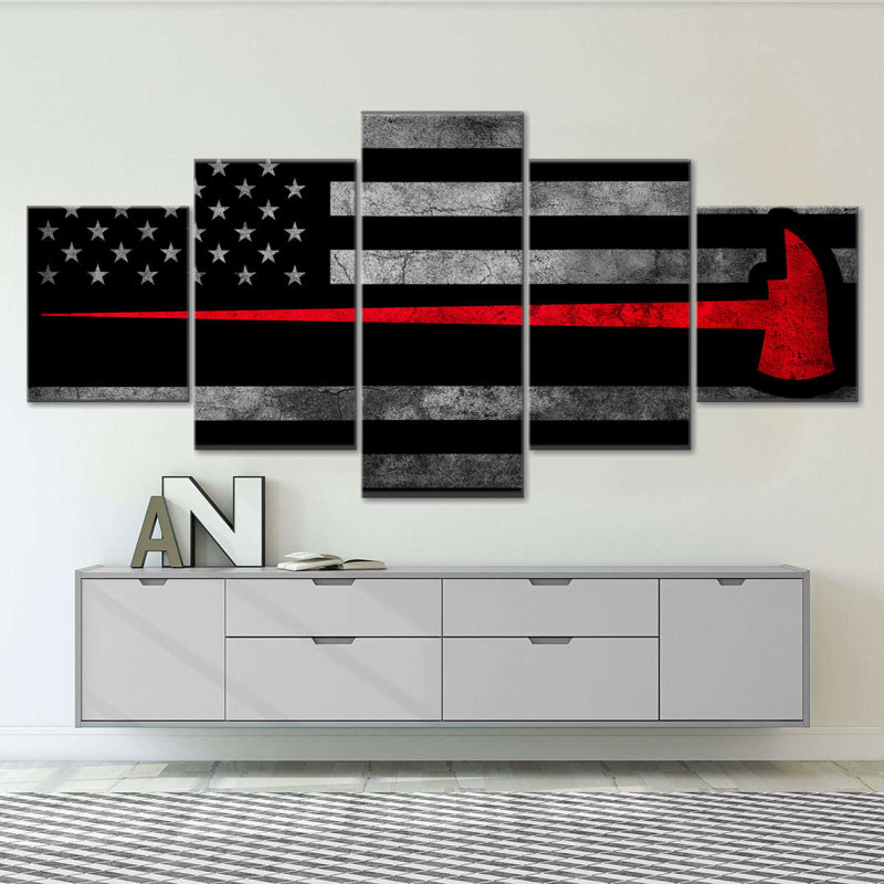 Drapeau de pompier - toile tendue 5 pièces, H 24 po x l 55 po x P 1,25 po