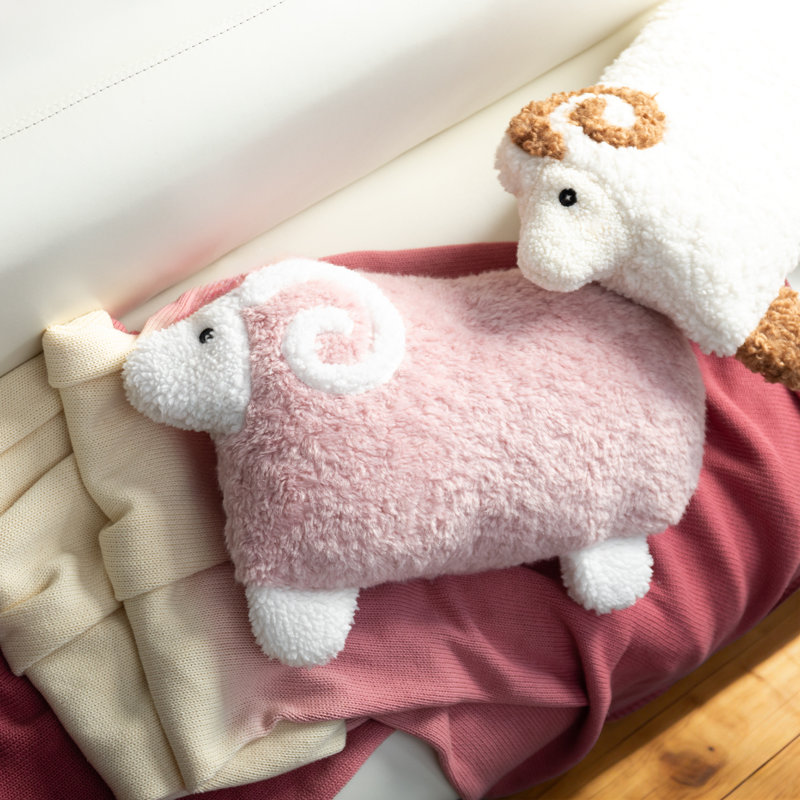 Housse de coussin décoratif pour animaux 3D Sheep 3D 12 po x 20 po, Rose/Blanc