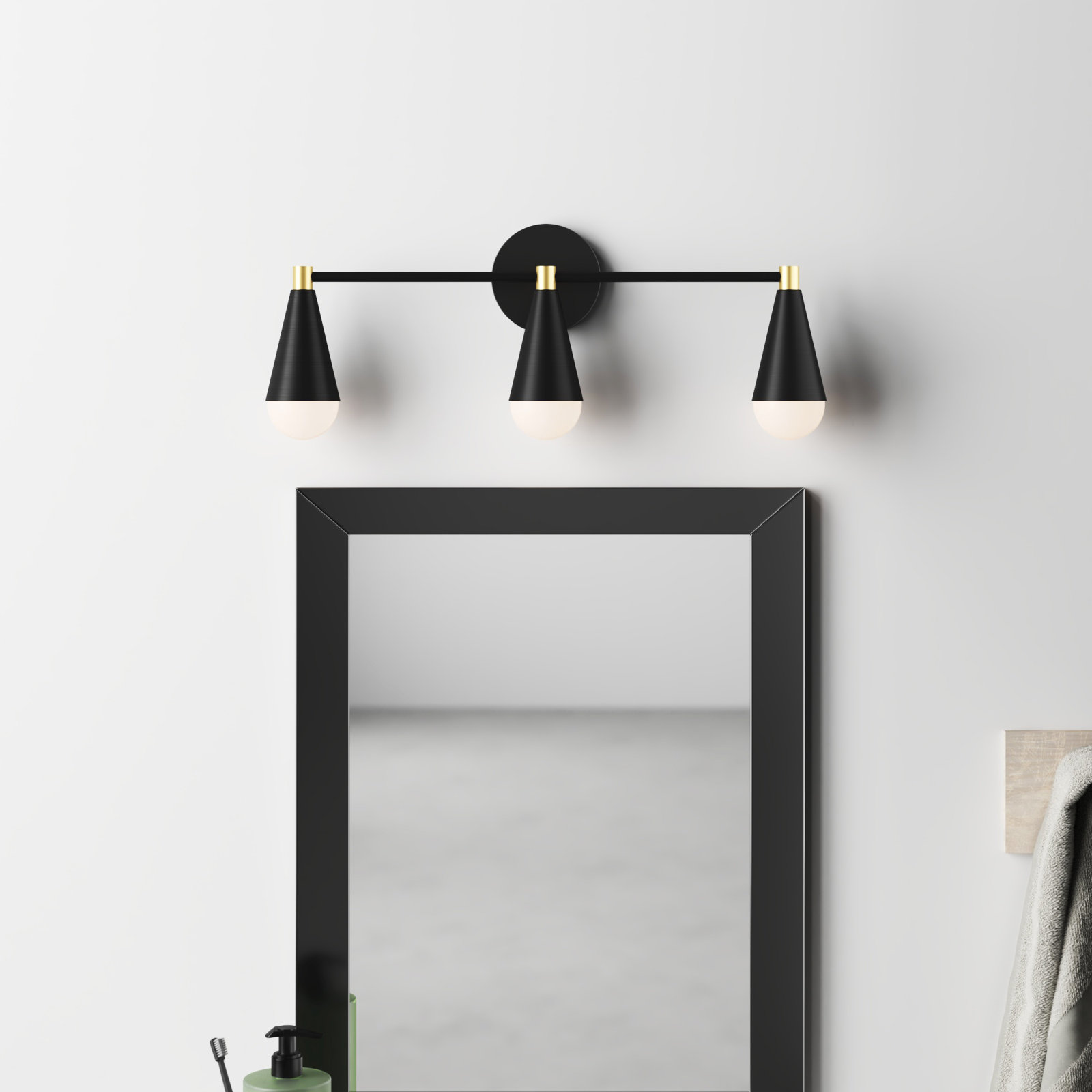 Akio 3 Light Dimmable Vanity Light, Yes