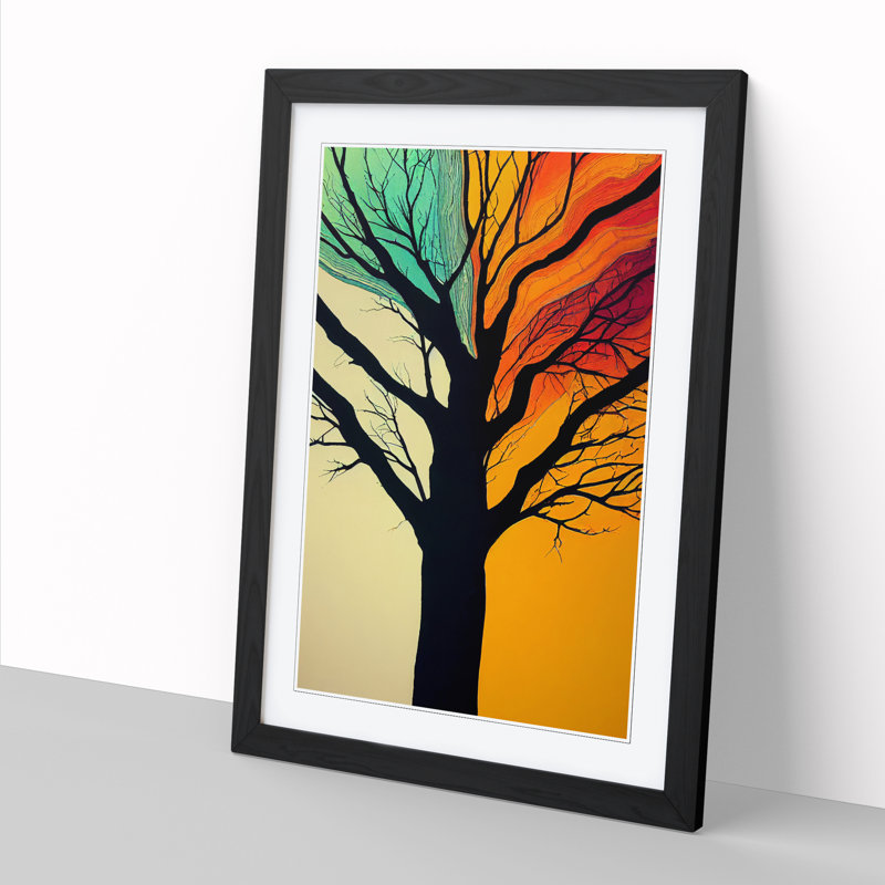 Tree Abstract in Colour Vol.11 1 Piece Single Picture Frame Wall Art, 64cm H x 46cm W x 2cm D, Walnut