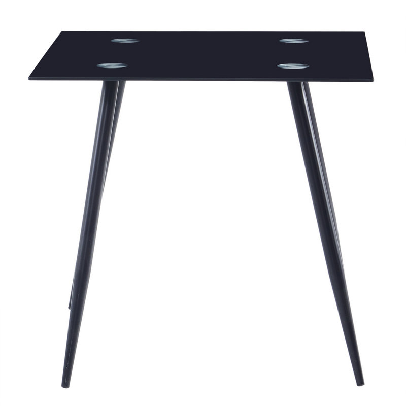 Table de salle à manger 27,56 po Delanna, L 31,5 po x l 31,5 po, Plateau noir / base noire