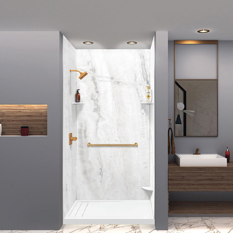 Ensemble de mur de douche Transolid Titan, Savane gris brillant, H 96 po x l 48 po x P 36 po