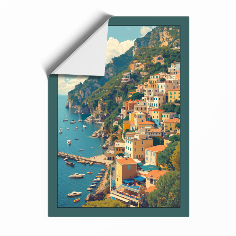 Village Cliffside Coastal - Print, Unframed, A4 - 29.7 x 21.0 cm