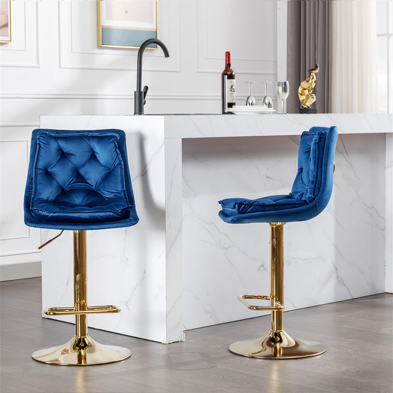 Set Of 2 Bar Stools, Blue
