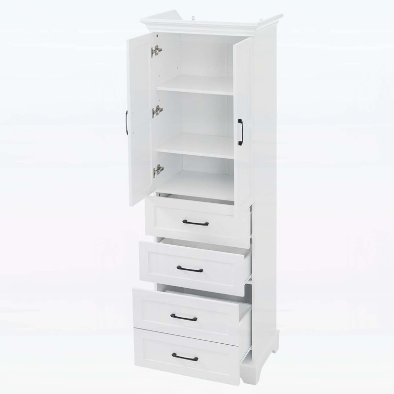 Armoire de rangement autoportante avec plusieurs tiroirs, tablettes réglables
