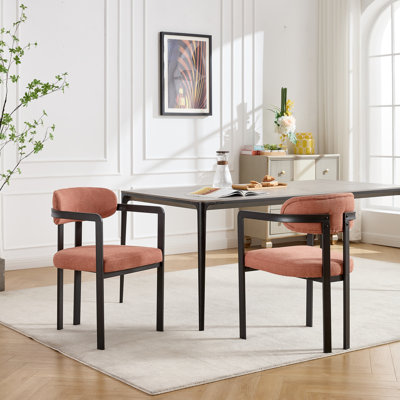 Ensemble de 2 chaises de salle à manger modernes rembourrées avec pieds en métal Mid-Century