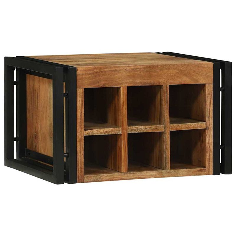 Solid Wood Open Shelving Wine Bottle Rack, Natural Oak