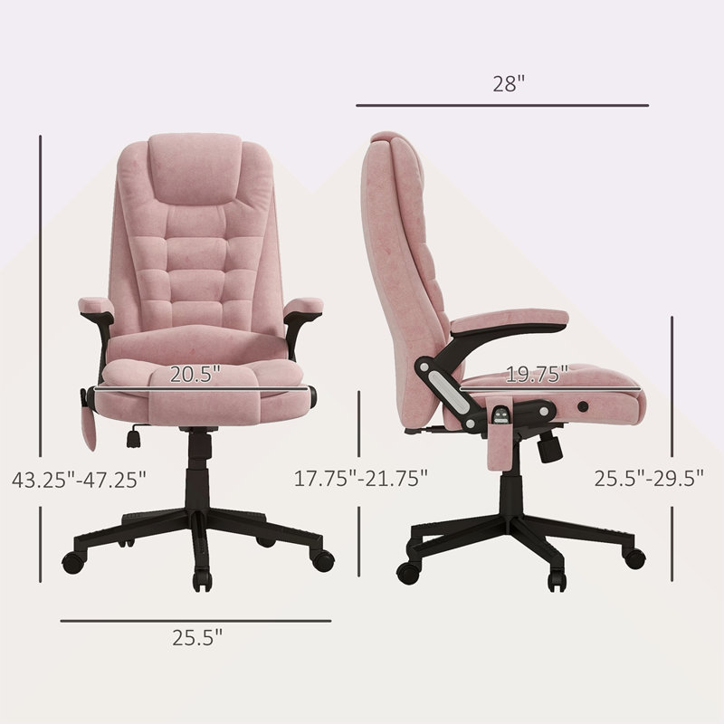 Fauteuil de bureau vibrant à 6 points avec massage chauffant, chaise de bureau de direction à haut dossier avec dossier inclinable, accoudoirs rembourrés et télécommande