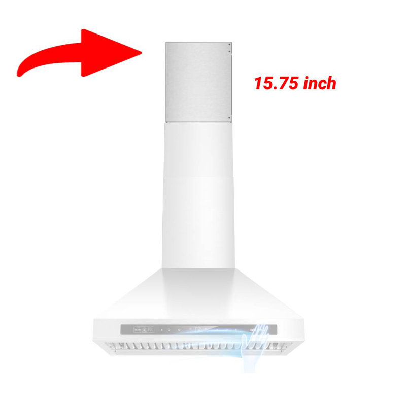 Rallonge de cheminée 15,75 pouces pour hotte Brano Tw04b, H 15,75 po x l 14,37 po x P 11,81 po