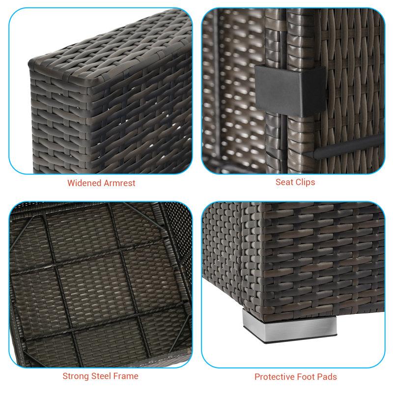 5 - Person Modular Patio Conversation Sets with Cushions, Gray