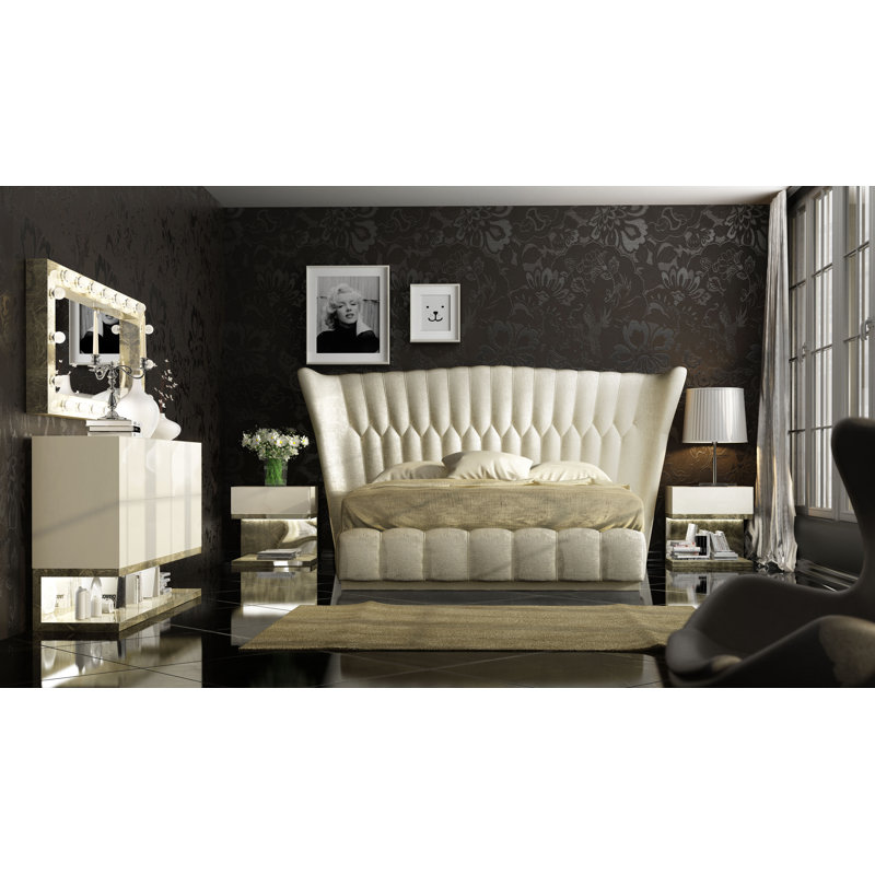 London Upholstered Faux Leather Wingback Bed