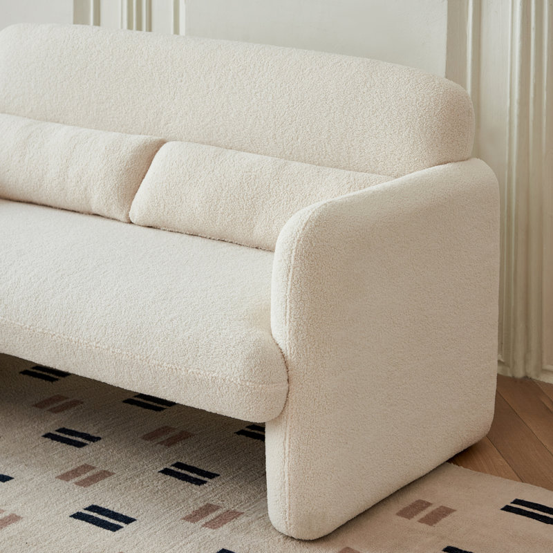 Causeuse rembourrée 59,06 po Petruna, Textile beige