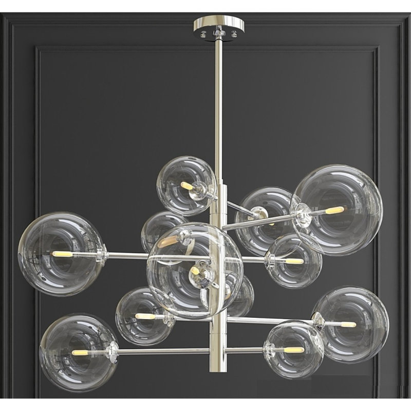 Iron, Brass Jowers Chandelier, Antique Bronze, Clear, 50” Wide x 48” Height