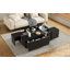Table basse extensible avec finition ultrabrillante, 2 espaces de rangement cachés et 2 tiroirs