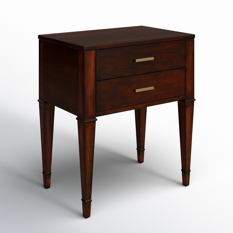 Kai Black 2 Drawer Nightstand, Dark Cherry