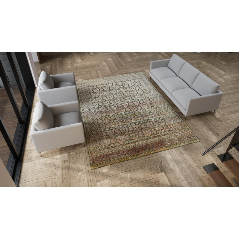 Multicolored Alchemy Traditional Wool Silk Blend Rug - 8'9" x 11'9"
