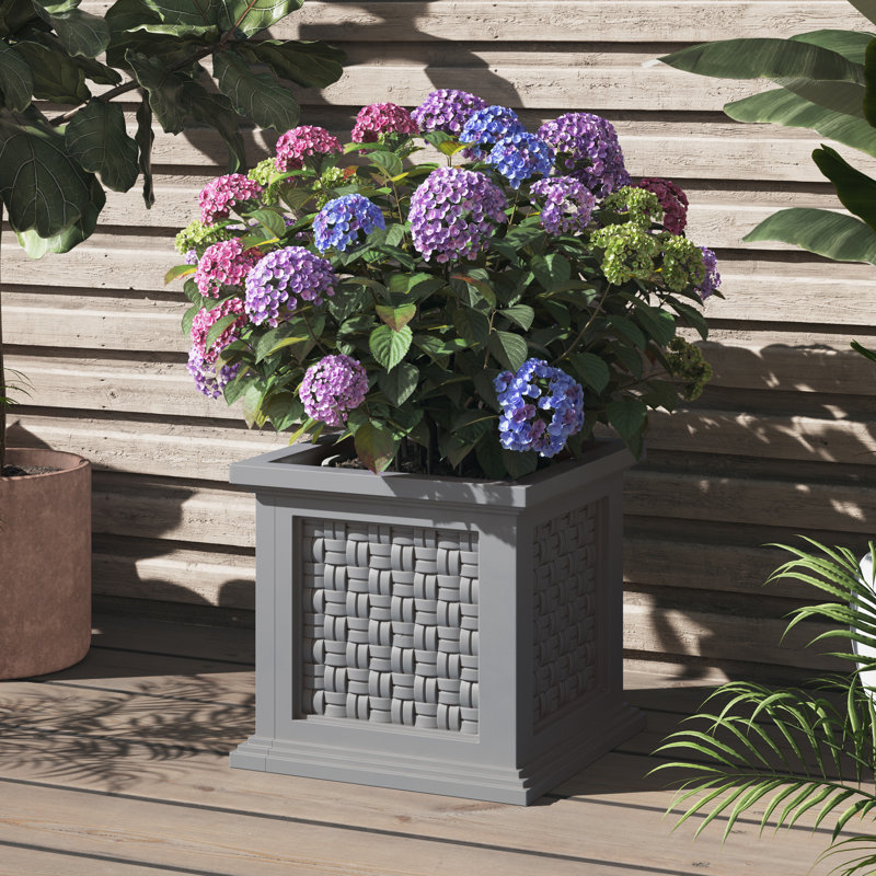 Boîte à fleurs en faux rotin 14,65 po Pure Garden, gris, Gris