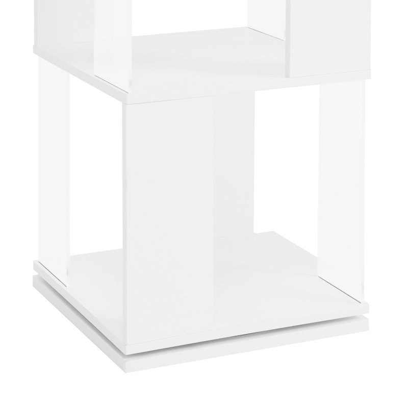 6-layer board rotating floor stand simple bookshelf, White, (6 Shelves) 74.8" H x 19.68" W x 19.68" D
