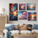 Majestic Dream Sunset Horizon - Ensemble de 5 décorations murales ciel