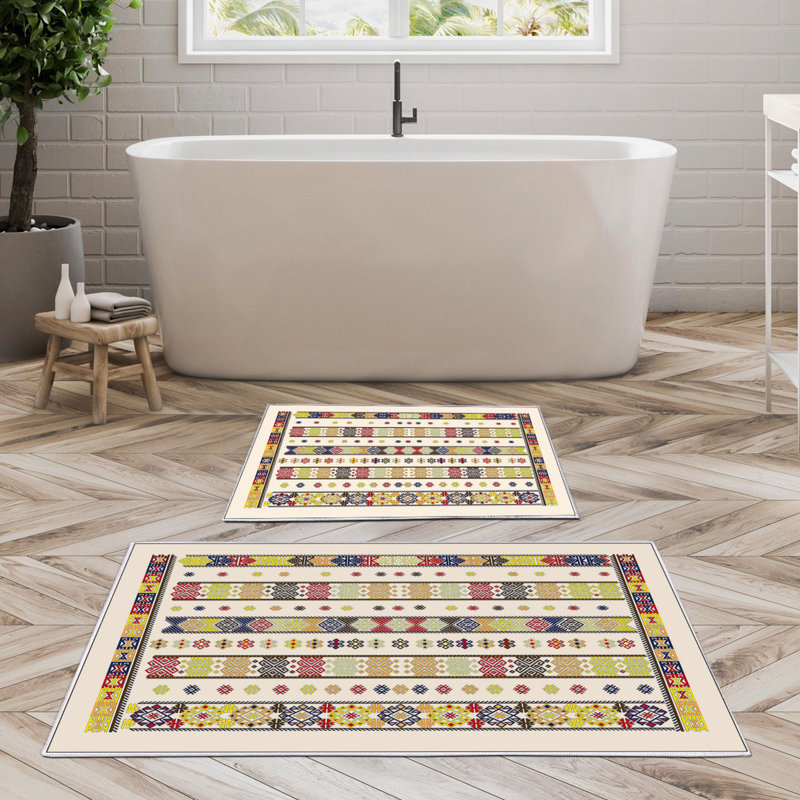 Luxurious Bathmat Set (2 Pieces), 100% Polyester, Non-Slip, Antibacterial | Dimensions: 19.7 x 23.6 inches & 23.6 x 39.4 inches | Ultra-Absorbent, Easy Clean Fabric, Machine Washable at 86°F | Perfect for Bathroom or Spa