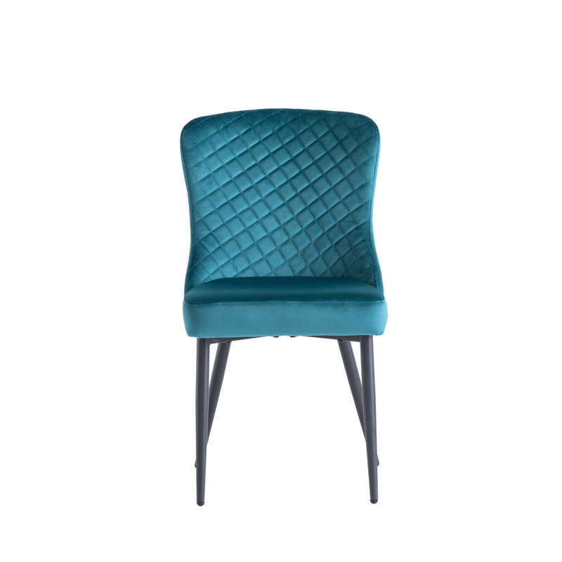 45cm H Velvet Upholstered Metal Side Chair, Peacock