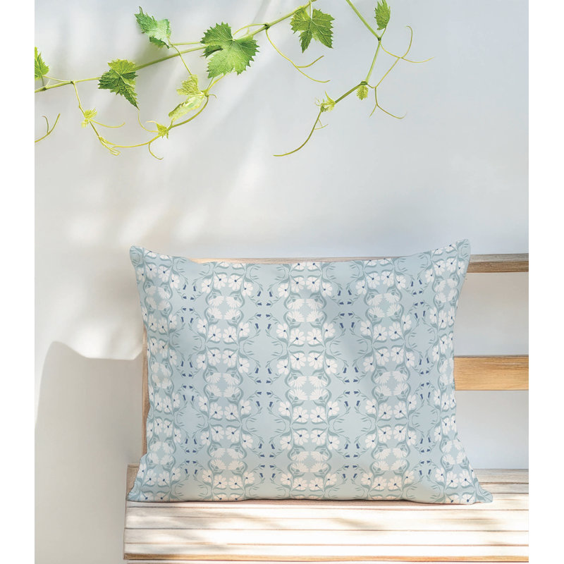 Coussin lombaire d'extérieur Groovy Flowers Florals, Bleu