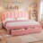 Daphne Upholstered LED Bed Frame With Drawer & Adjustable Headboard, Kids Beds-227418666-228661442