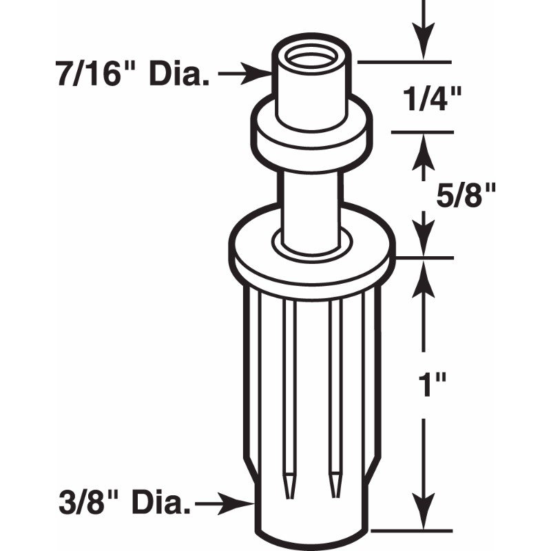 Pivot ou guide bi-pliable par le haut, capuchon de pivot 7/16 po, base 3/8 po (paquet de 2)