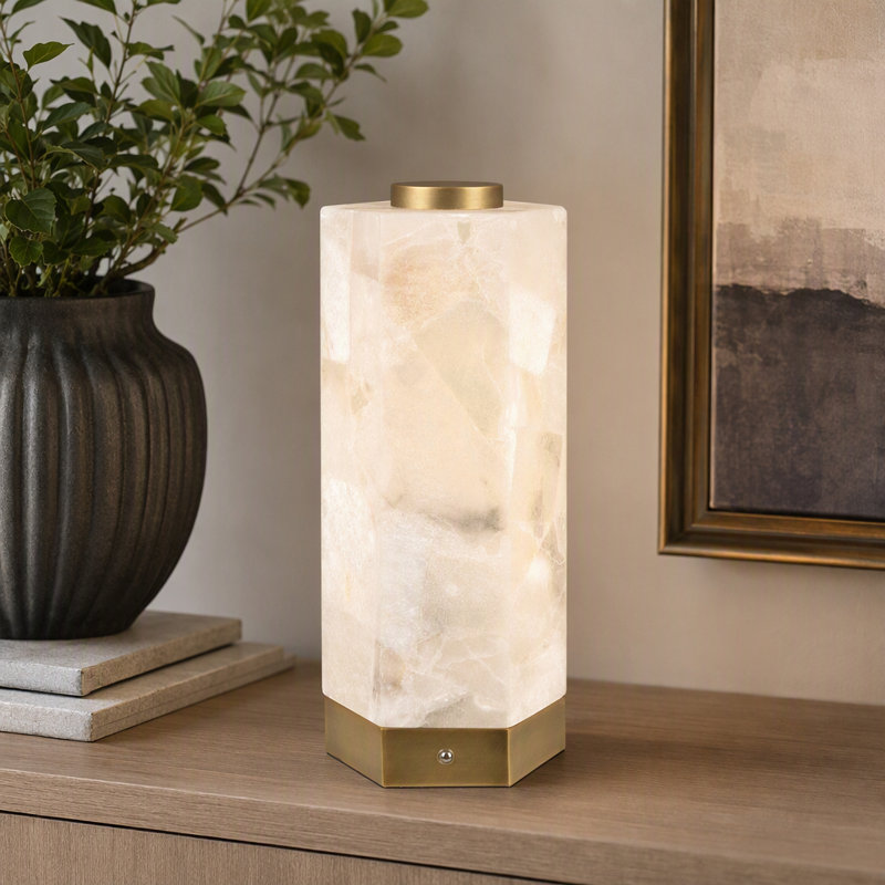 15.5" Metal Table Lamp With White Shade