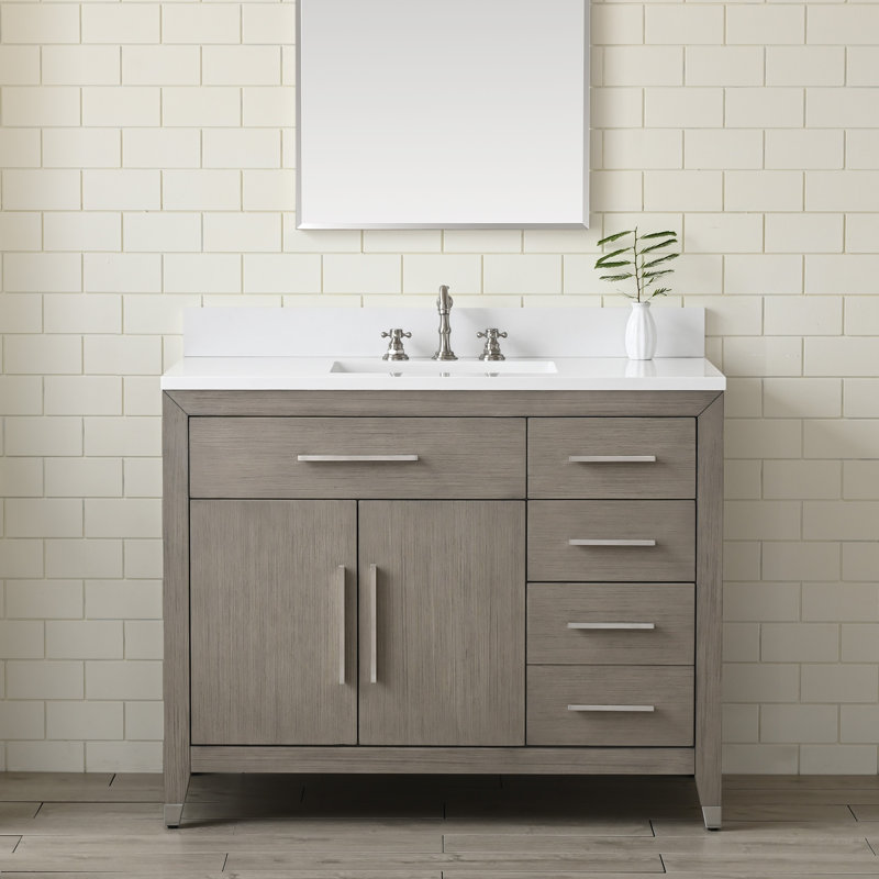 Meuble-lavabo sur pied simple 42,31 po Maddison, Chêne brossé héritage