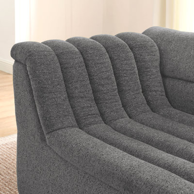 135" U-Shaped Modular Sectional Sofa With Chaise And Movable Ottoman For Living Room, Chenille Upholstered Boneless Couches With Wave-Shaped Armrest, No Pillows Included