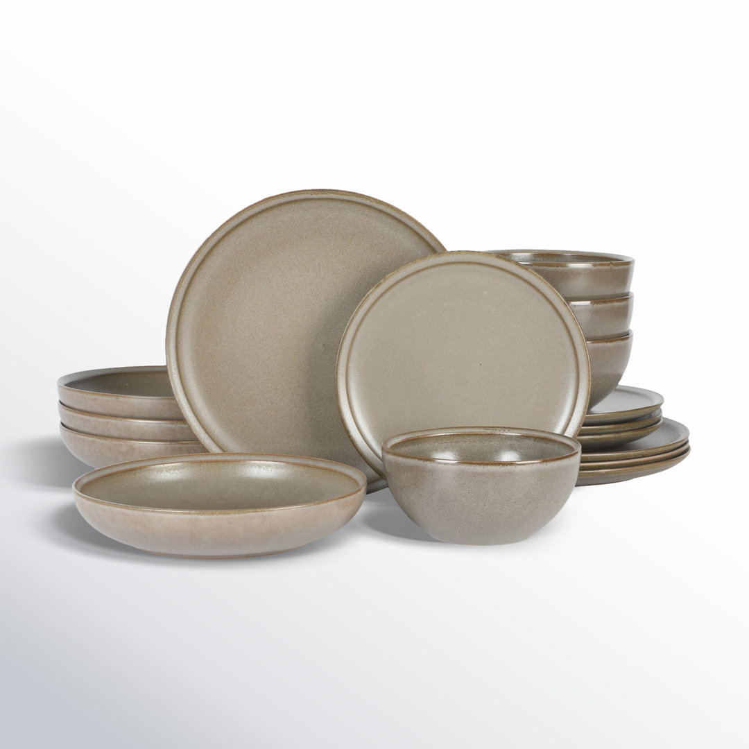 Gibson Elite Beckett Stoneware Reactive Glaze 16 Piece Plates and Bowls Dinnerware Set (Set of 4) Gibson Elite 