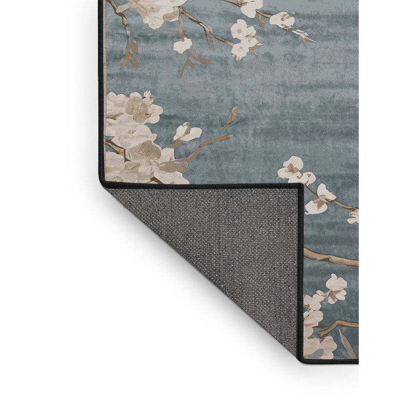 Tapis gris soyeux et moelleux, Rond 7 pi