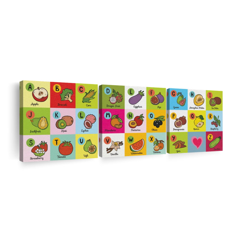 Impression sur toile de fruits et légumes, H 24 po x l 74 po x P 1,25 po