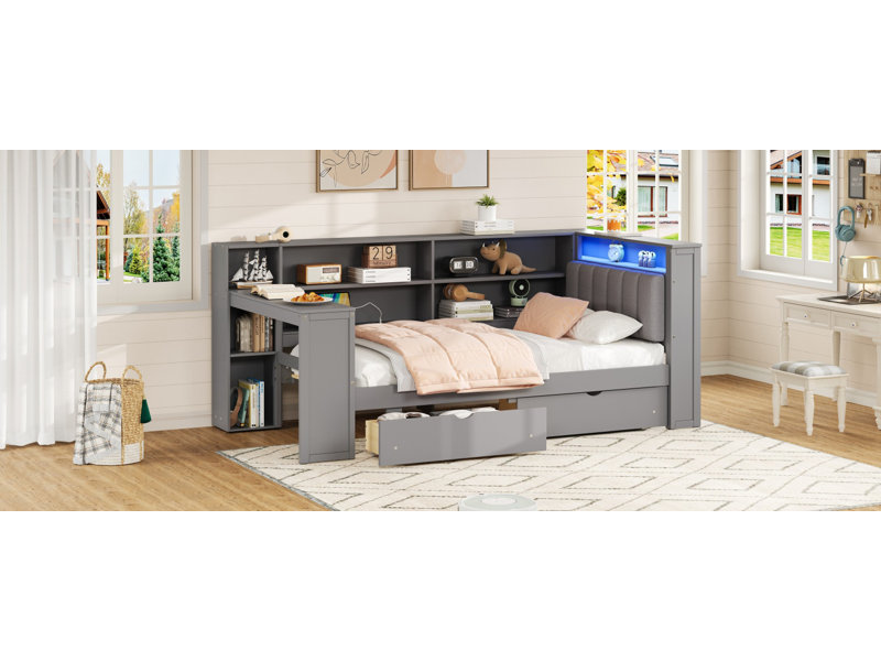 Lit plateforme simple Arleston, Gris